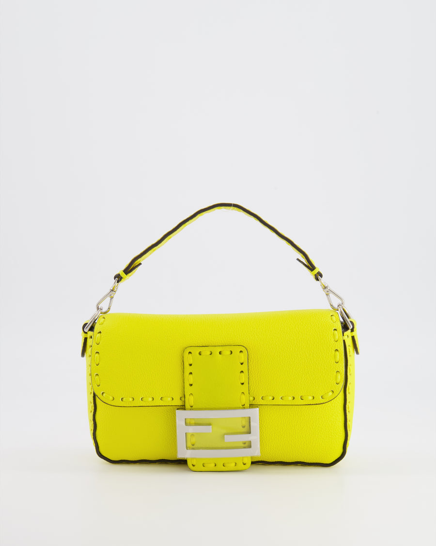 Fendi Yellow Leather Mini Baguette Bag with Silver Hardware RRP £2,000