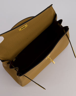 *SUPER RARE* Hermès HSS Kelly 25 Retourne Verso Bag in Chai Togo Leather with Brushed Gold Hardware and Rouge H Interior
