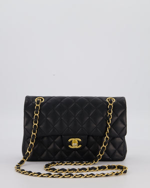 Chanel Black Small Classic Double Flap Bag in Lambskin Leather with Gold Hardware