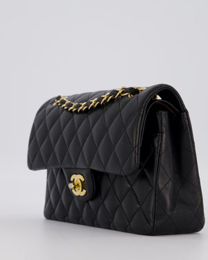 Chanel Black Small Classic Double Flap Bag in Lambskin Leather with Gold Hardware