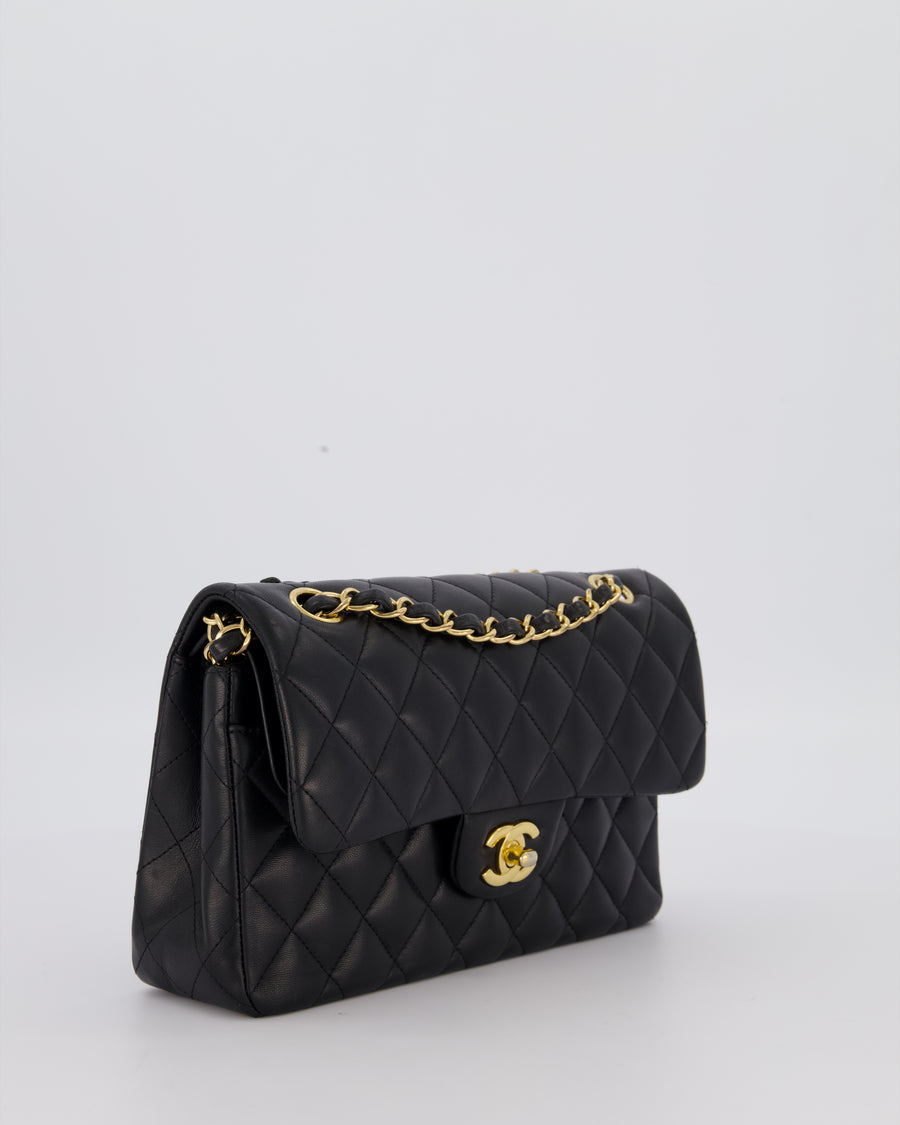 Chanel Black Small Classic Double Flap Bag in Lambskin Leather with Gold Hardware