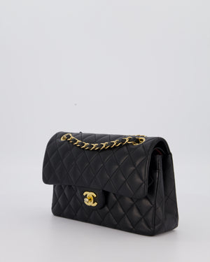 Chanel Black Small Classic Double Flap Bag in Lambskin Leather with Gold Hardware