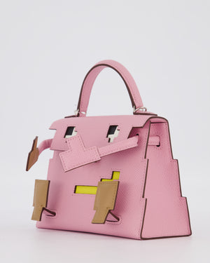 BABA *EXTRA RARE* Hermès Mini Kelly Doll Picto 20 Bag in Mauve Sylvestre, Chai & Lime Epsom Leather with Palladium Hardware
