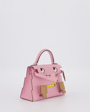 BABA *EXTRA RARE* Hermès Mini Kelly Doll Picto 20 Bag in Mauve Sylvestre, Chai & Lime Epsom Leather with Palladium Hardware