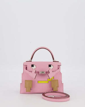 BABA *EXTRA RARE* Hermès Mini Kelly Doll Picto 20 Bag in Mauve Sylvestre, Chai & Lime Epsom Leather with Palladium Hardware