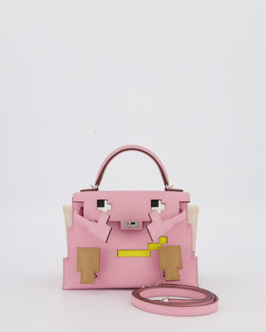 BABA *EXTRA RARE* Hermès Mini Kelly Doll Picto 20 Bag in Mauve Sylvestre, Chai & Lime Epsom Leather with Palladium Hardware
