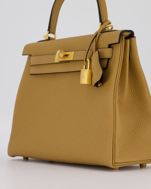 *SUPER RARE* Hermès HSS Kelly 25 Retourne Verso Bag in Chai Togo Leather with Brushed Gold Hardware and Rouge H Interior
