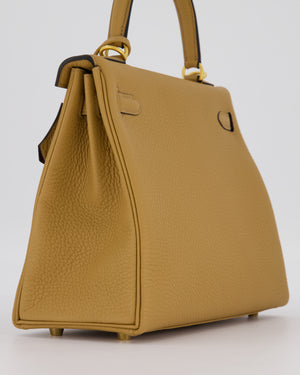 *SUPER RARE* Hermès HSS Kelly 25 Retourne Verso Bag in Chai Togo Leather with Brushed Gold Hardware and Rouge H Interior