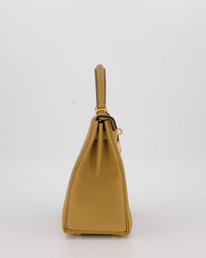 *SUPER RARE* Hermès HSS Kelly 25 Retourne Verso Bag in Chai Togo Leather with Brushed Gold Hardware and Rouge H Interior
