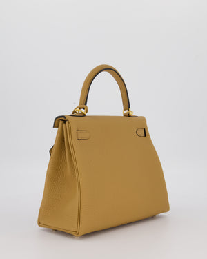 *SUPER RARE* Hermès HSS Kelly 25 Retourne Verso Bag in Chai Togo Leather with Brushed Gold Hardware and Rouge H Interior