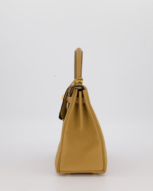 *SUPER RARE* Hermès HSS Kelly 25 Retourne Verso Bag in Chai Togo Leather with Brushed Gold Hardware and Rouge H Interior