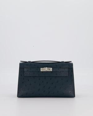 *SUPER RARE* Hermès Mini Kelly Pochette Bag in Vert Cypres Ostrich Leather with Palladium Hardware