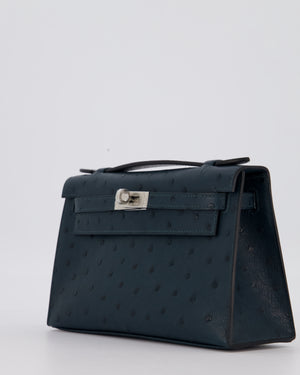 *SUPER RARE* Hermès Mini Kelly Pochette Bag in Vert Cypres Ostrich Leather with Palladium Hardware