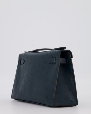 *SUPER RARE* Hermès Mini Kelly Pochette Bag in Vert Cypres Ostrich Leather with Palladium Hardware