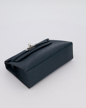 *SUPER RARE* Hermès Mini Kelly Pochette Bag in Vert Cypres Ostrich Leather with Palladium Hardware