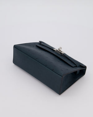 *SUPER RARE* Hermès Mini Kelly Pochette Bag in Vert Cypres Ostrich Leather with Palladium Hardware