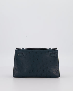 *SUPER RARE* Hermès Mini Kelly Pochette Bag in Vert Cypres Ostrich Leather with Palladium Hardware
