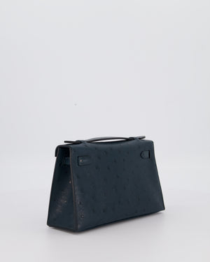 *SUPER RARE* Hermès Mini Kelly Pochette Bag in Vert Cypres Ostrich Leather with Palladium Hardware