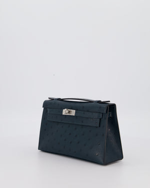 *SUPER RARE* Hermès Mini Kelly Pochette Bag in Vert Cypres Ostrich Leather with Palladium Hardware