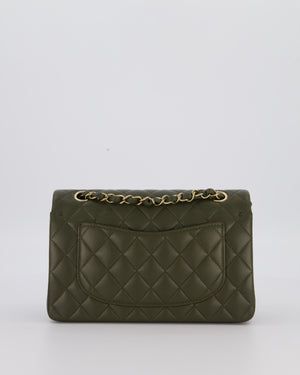 Chanel Olive Green Small Classic Double Flap Bag in Lambskin Leather with Champagne Gold Hardware