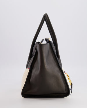Miu Miu Black, White and Red Leather Biker Bag with Zip Details and Gold Hardware