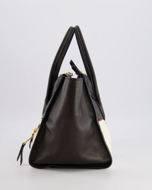 Miu Miu Black, White and Red Leather Biker Bag with Zip Details and Gold Hardware