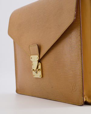 Louis Vuitton Beige Epi Leather Large Pouch Bag with Gold Hardware