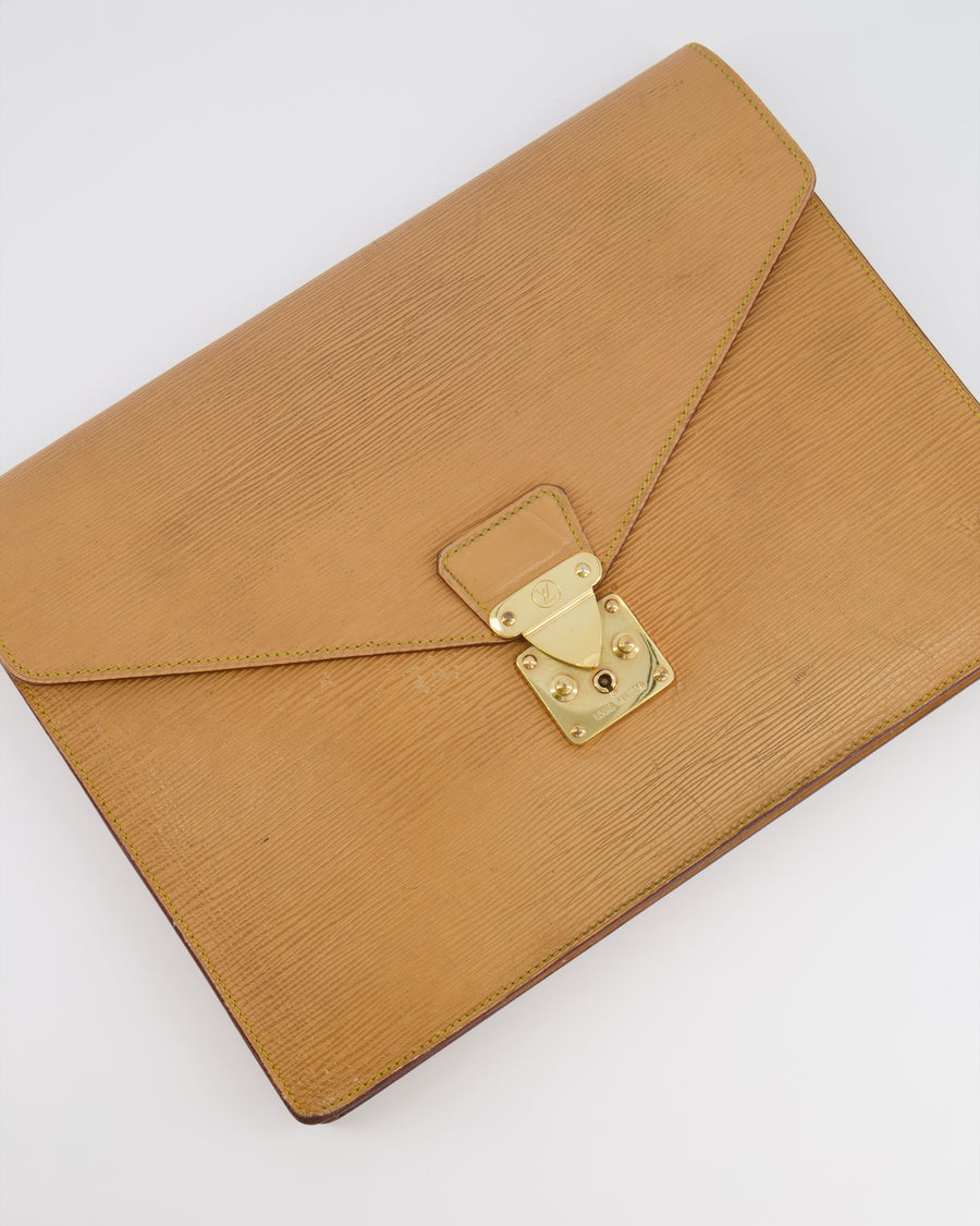 Louis Vuitton Beige Epi Leather Large Pouch Bag with Gold Hardware