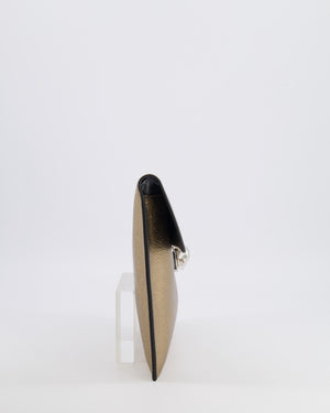 Alexander Mcqueen Gold Leather Envelope Clutch Bag with Crystal Skull Closure