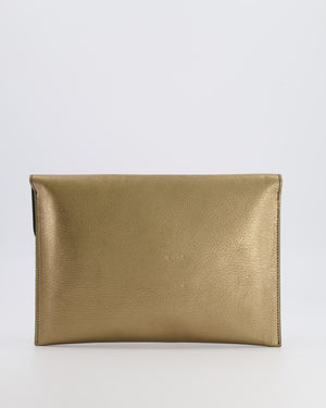 Alexander Mcqueen Gold Leather Envelope Clutch Bag with Crystal Skull Closure