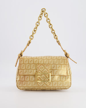 Fendi Vintage Gold Mini Mamma FF Logo Bag with Gold Hardware