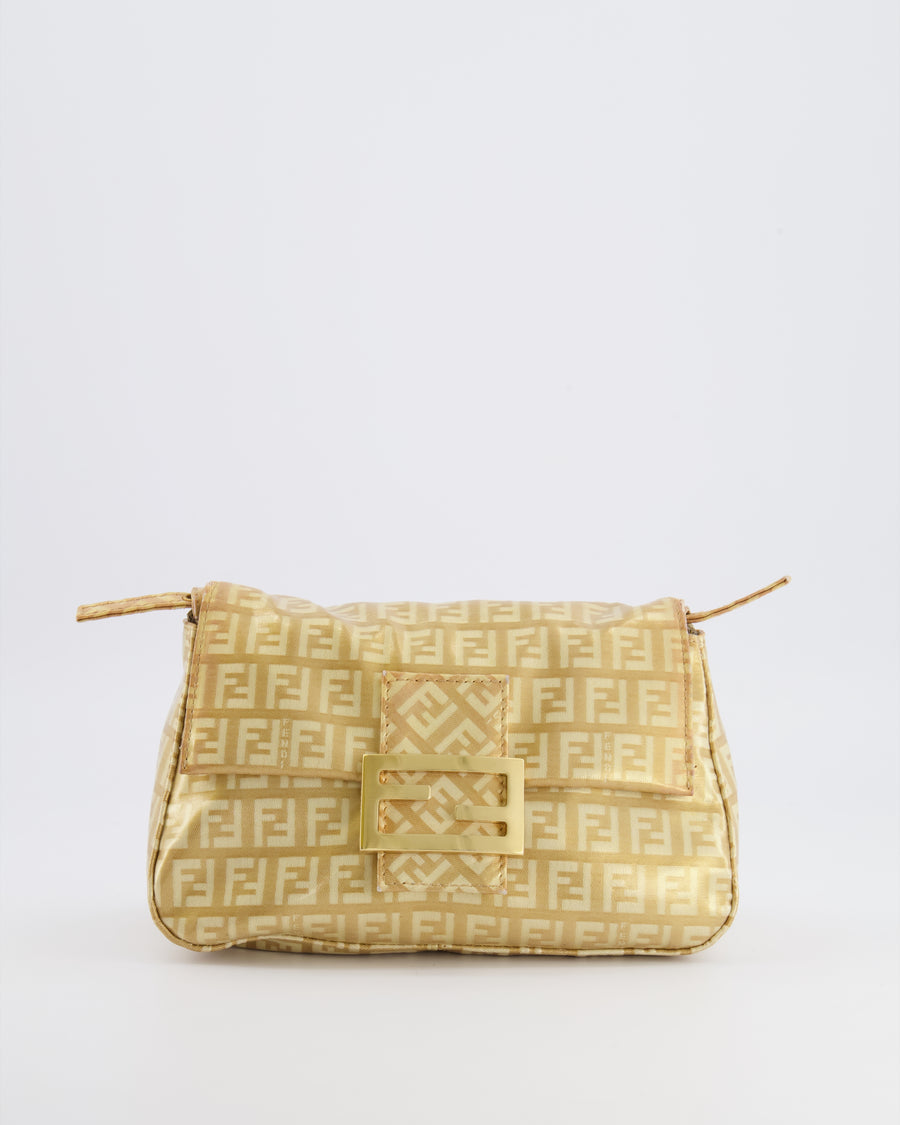 Fendi Vintage Gold Mini Mamma FF Logo Bag with Gold Hardware