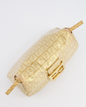Fendi Vintage Gold Mini Mamma FF Logo Bag with Gold Hardware