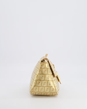 Fendi Vintage Gold Mini Mamma FF Logo Bag with Gold Hardware