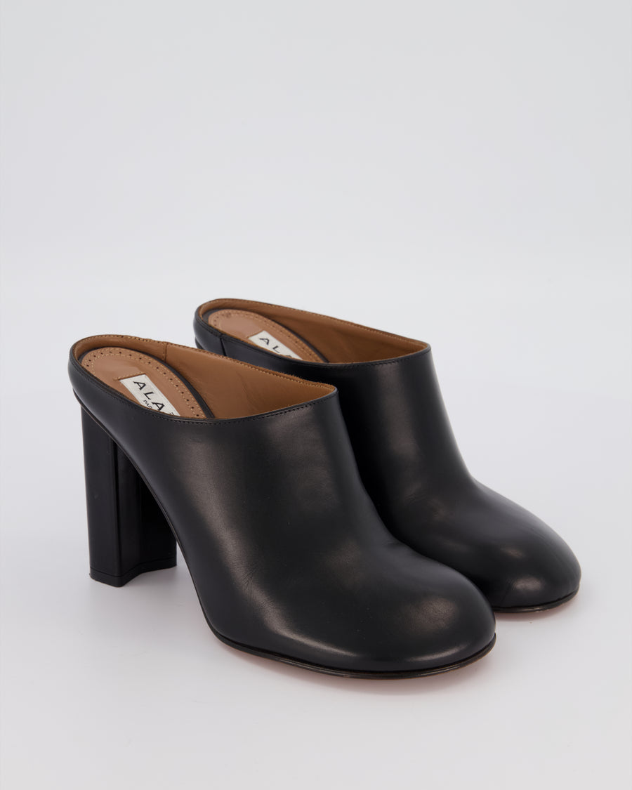 Alaïa Black Calfskin Leather Mules Size EU 37