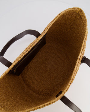 Saint Laurent Panier Tote Bag in Beige Raffia with Brown Leather Straps and Gold Hardware