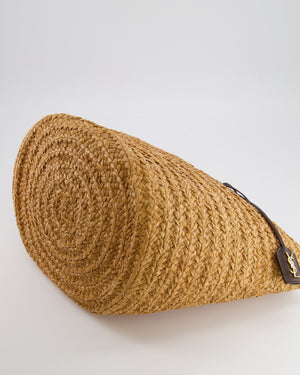 Saint Laurent Panier Tote Bag in Beige Raffia with Brown Leather Straps and Gold Hardware