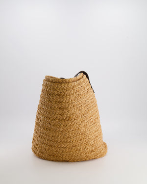 Saint Laurent Panier Tote Bag in Beige Raffia with Brown Leather Straps and Gold Hardware