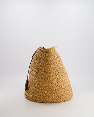 Saint Laurent Panier Tote Bag in Beige Raffia with Brown Leather Straps and Gold Hardware