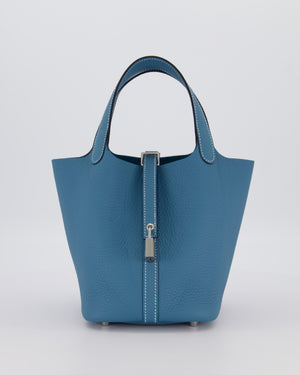 *HOT & RARE* Hermès Picotin Lock 18 Bag in Bleu Jean Taurillon Clemence Leather with Palladium Hardware