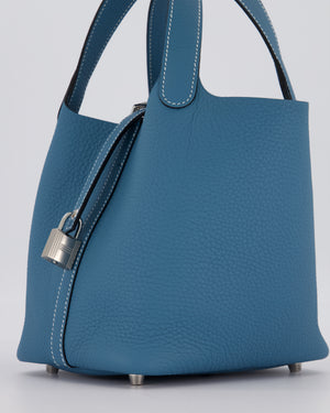 *HOT & RARE* Hermès Picotin Lock 18 Bag in Bleu Jean Taurillon Clemence Leather with Palladium Hardware