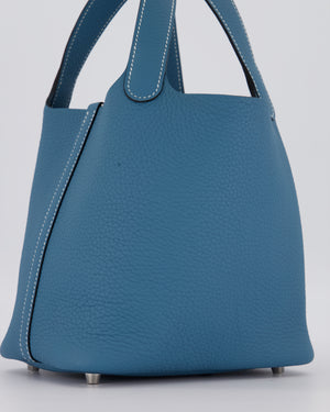 *HOT & RARE* Hermès Picotin Lock 18 Bag in Bleu Jean Taurillon Clemence Leather with Palladium Hardware
