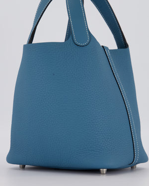 *HOT & RARE* Hermès Picotin Lock 18 Bag in Bleu Jean Taurillon Clemence Leather with Palladium Hardware