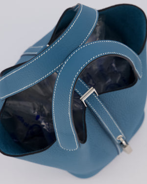 *HOT & RARE* Hermès Picotin Lock 18 Bag in Bleu Jean Taurillon Clemence Leather with Palladium Hardware