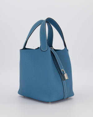 *HOT & RARE* Hermès Picotin Lock 18 Bag in Bleu Jean Taurillon Clemence Leather with Palladium Hardware