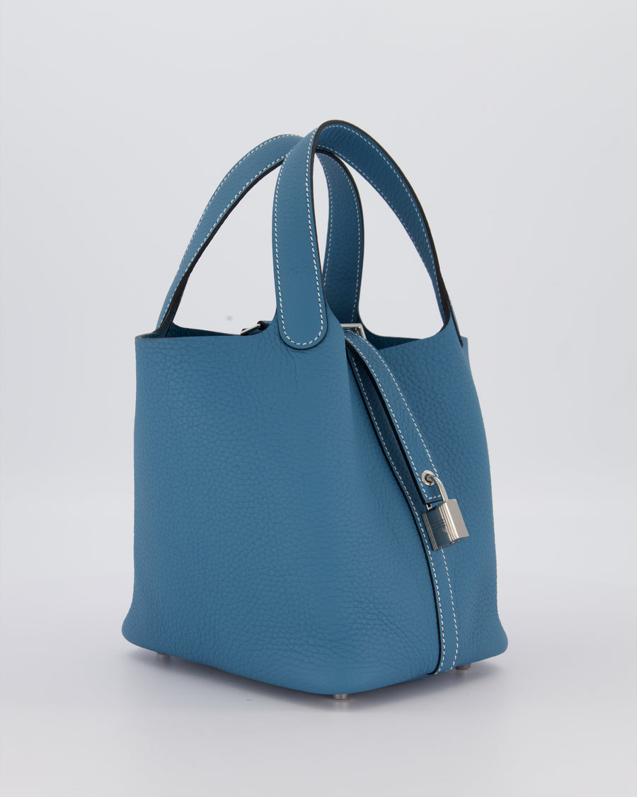 *HOT & RARE* Hermès Picotin Lock 18 Bag in Bleu Jean Taurillon Clemence Leather with Palladium Hardware
