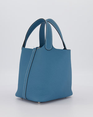 *HOT & RARE* Hermès Picotin Lock 18 Bag in Bleu Jean Taurillon Clemence Leather with Palladium Hardware