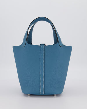 *HOT & RARE* Hermès Picotin Lock 18 Bag in Bleu Jean Taurillon Clemence Leather with Palladium Hardware