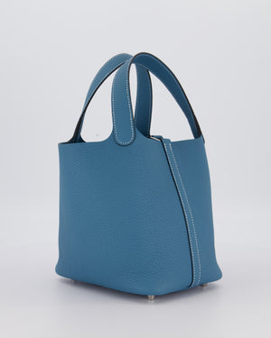 *HOT & RARE* Hermès Picotin Lock 18 Bag in Bleu Jean Taurillon Clemence Leather with Palladium Hardware