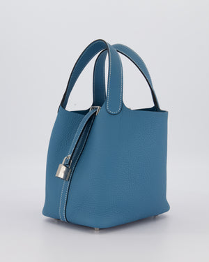 *HOT & RARE* Hermès Picotin Lock 18 Bag in Bleu Jean Taurillon Clemence Leather with Palladium Hardware